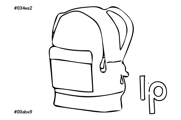 A line drawing of a backpack that looks like its good for traveling