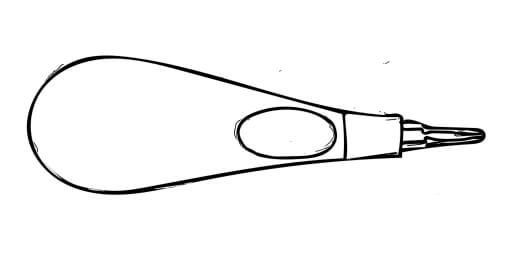A line drawing of a screwdriver with a very ergonomic and rounded handle