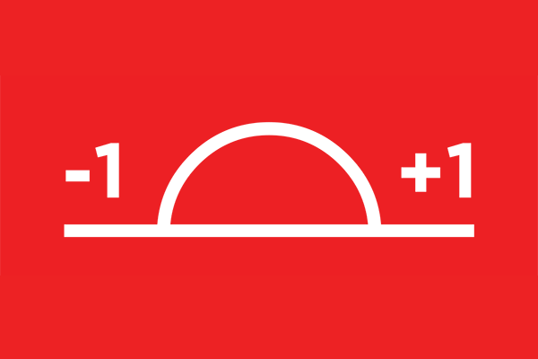 A sun and ground symbol bordered by a negative and positive number one